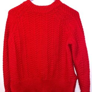 Crop red fuzzy sweater